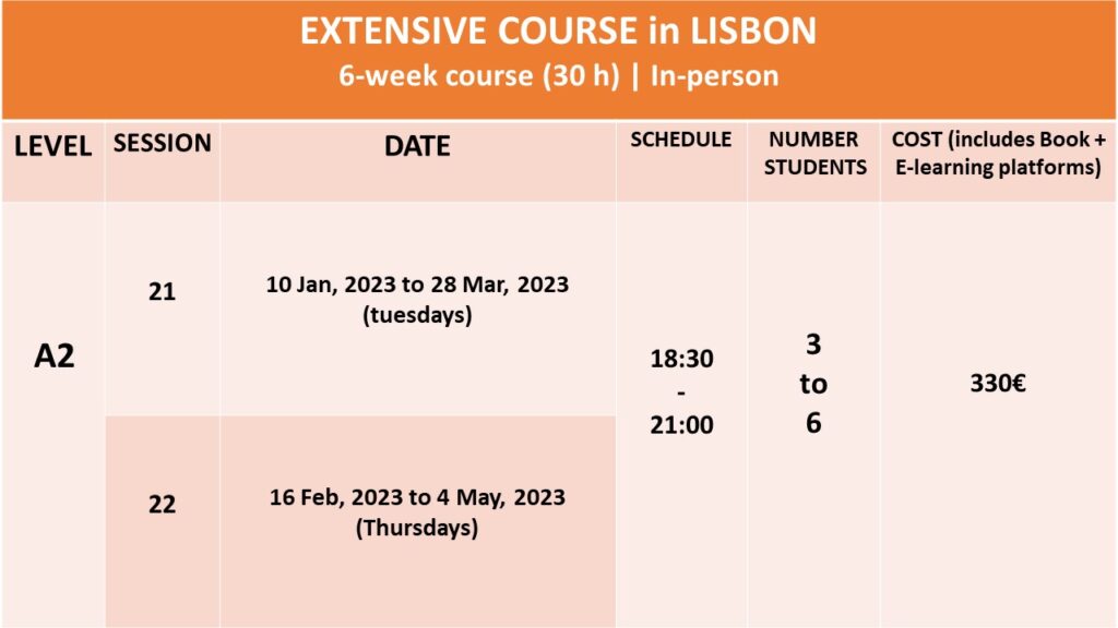 Portuguese courses, Level A2