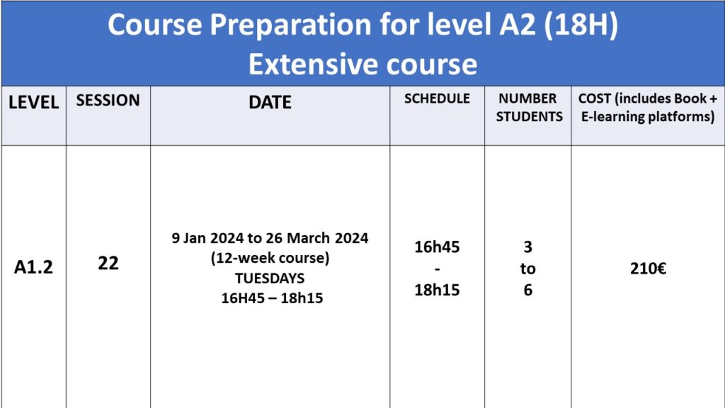 course preparation for level A2