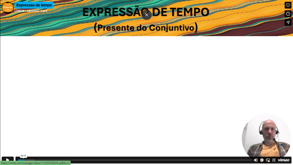 presente conjuntivo expressões de tempo