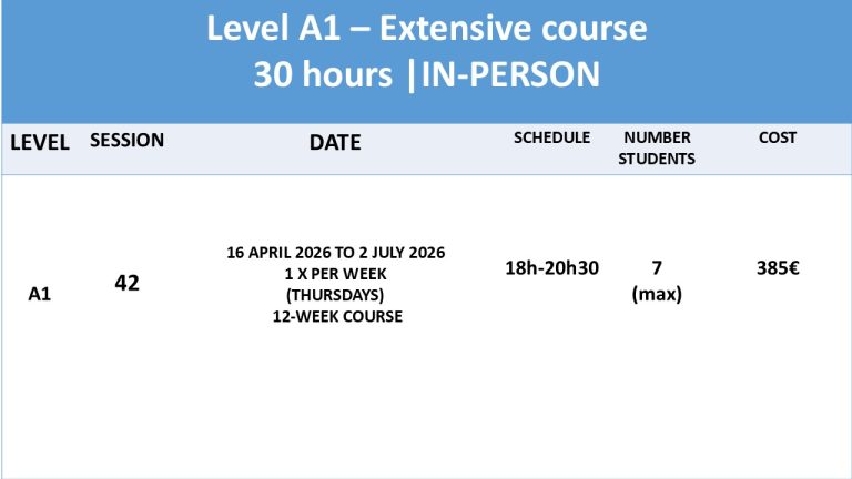A1 extensive course 2026
