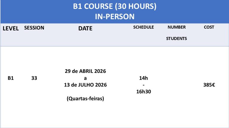 B1 course april 2026